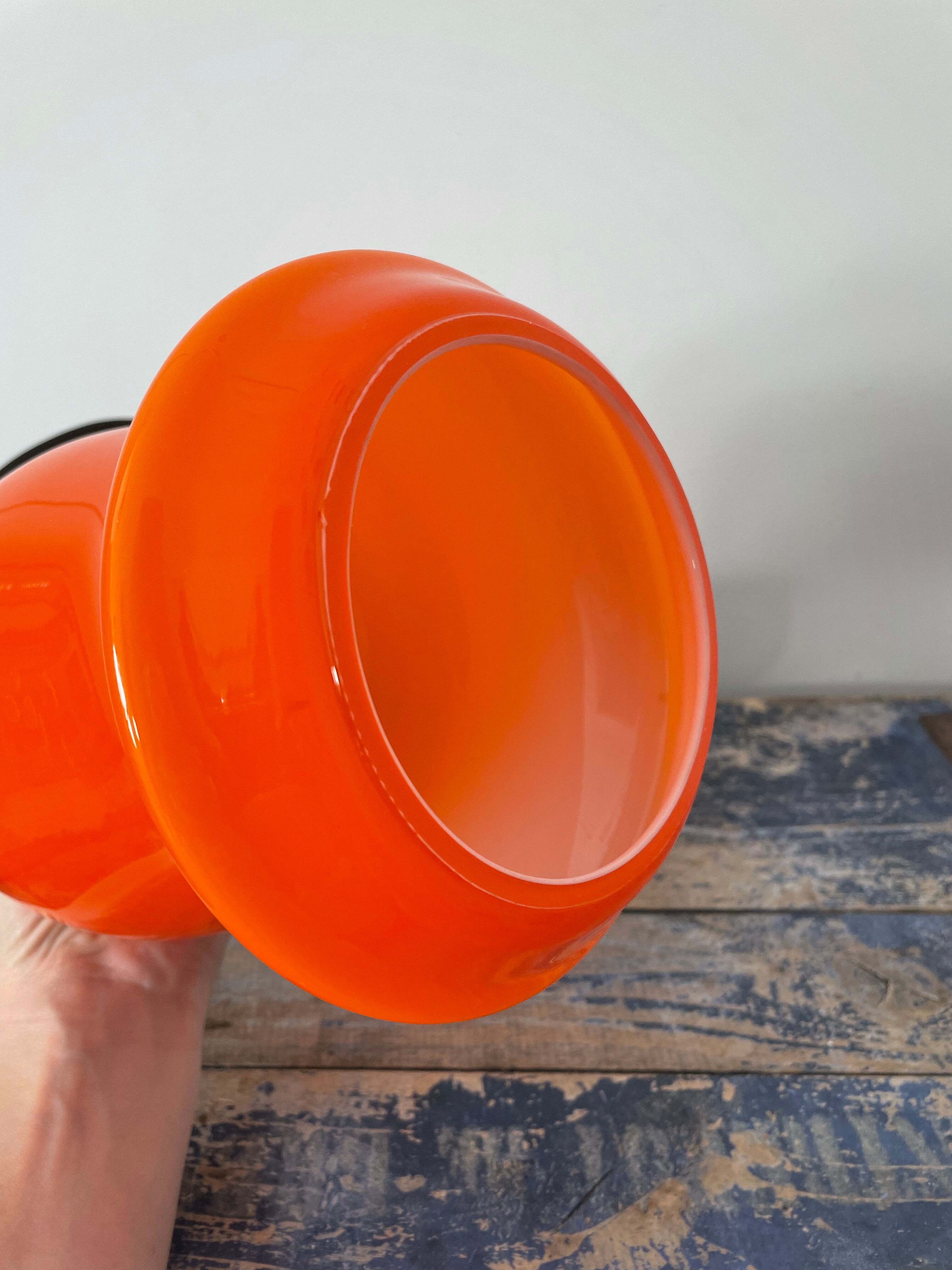 Vintage electrified orange suspension lamp with new