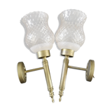 Glass and brass sconces