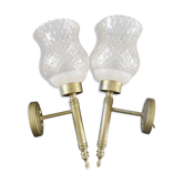 Glass and brass sconces
