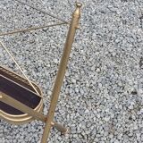Vintage magazine rack from the 60s in neo-classical style in gold metal and mahogany