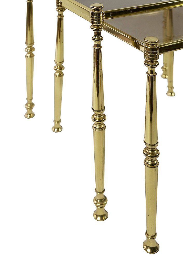 Mid-century brass and glass nesting tables, 1970s, set of 2