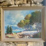 Mediterranean Landscape Painting Signed by Mr. Sabido