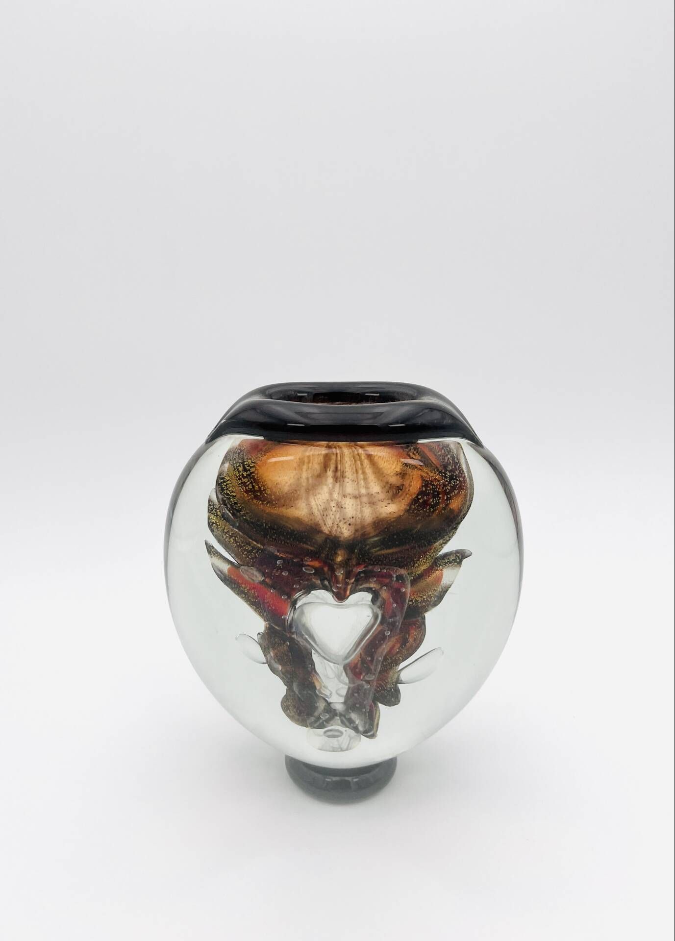 Sculptural Vase Robert Pierini Studio Glass 1994 Signed - Copper & Gold