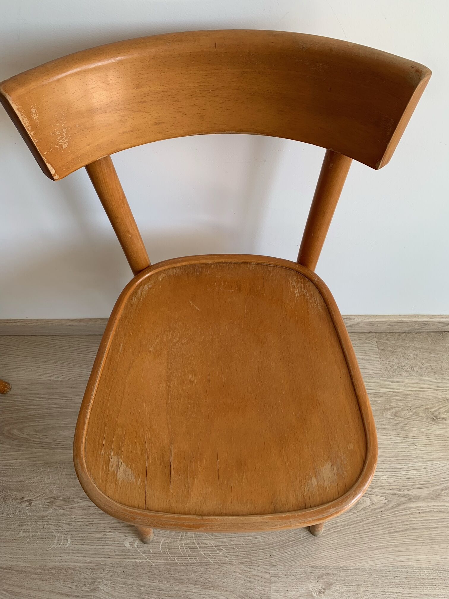 Set of 4 vintage wooden bistro chairs