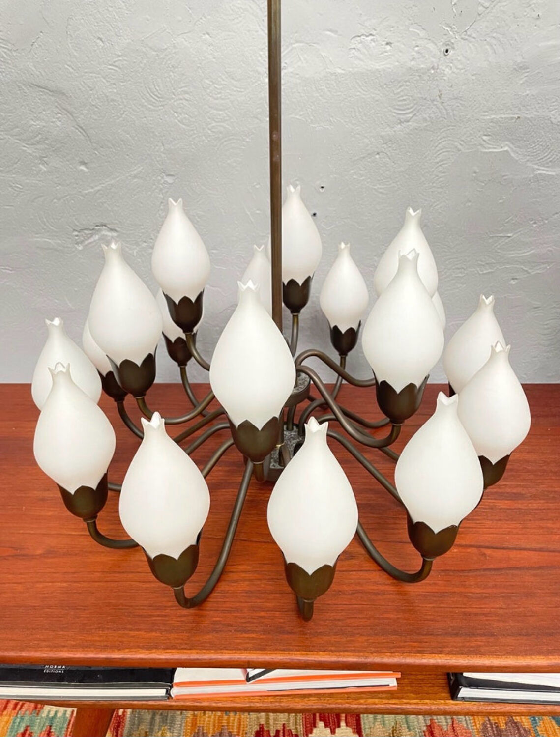 Mid-Century 18-Arm Tulip Pendant Chandelier by Fog & Mørup, Denmark