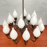 Mid-Century 18-Arm Tulip Pendant Chandelier by Fog & Mørup, Denmark