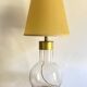 Glass lamp, brass, 2 M fabric cable, 50s lampshade