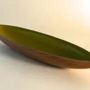 Wood-effect resin catchall tray, Italian design from the 1960s.