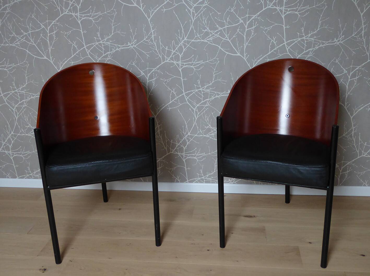 Coste mahogany and black armchair