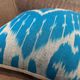 Vintage Silk Ikat Square Cushion Cover, Sky Blue White Arch Medallion 16x16