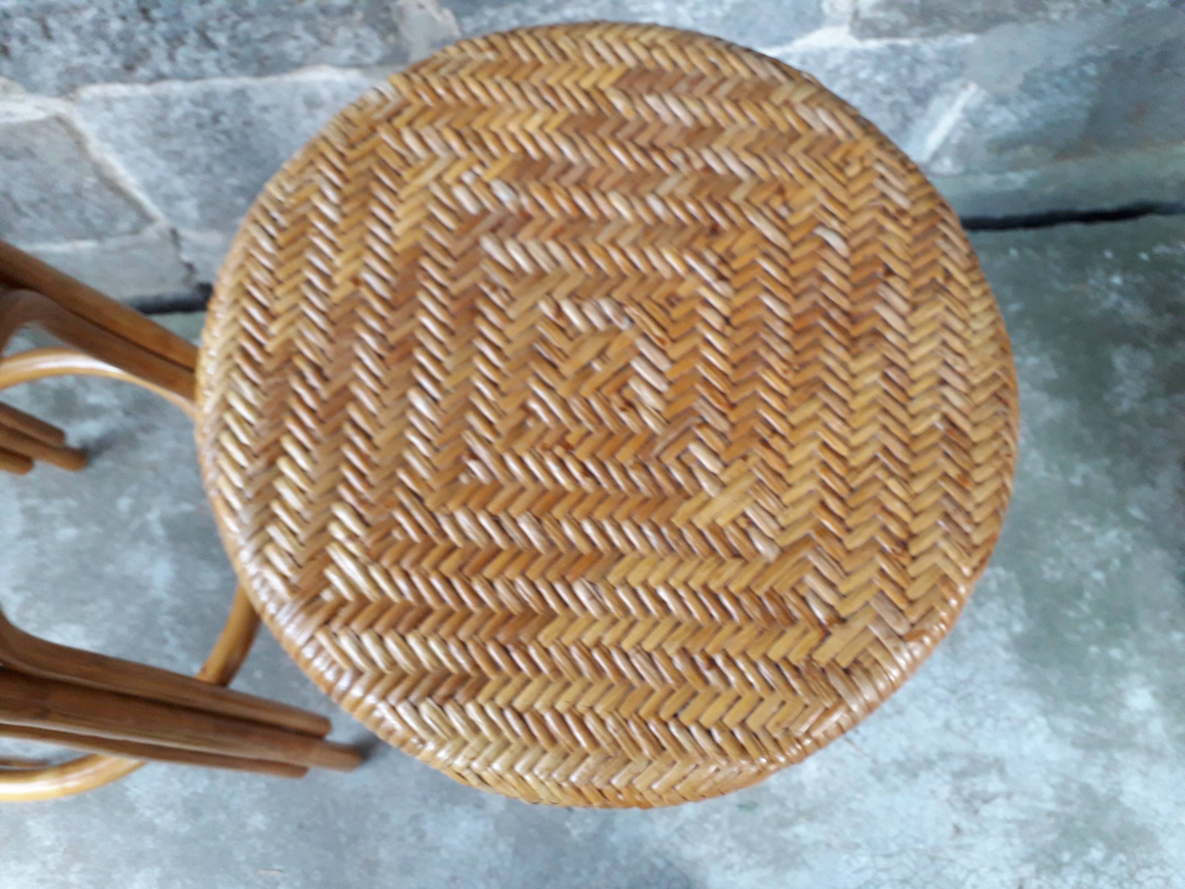 Bar en rotin vintage & ses tabourets