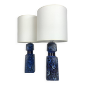 Paire de lampes de table en céramique bleue Nils Thorsson pour Fog & Morup / Royal Copenhagen 1960s