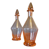 Pair of Art Deco carafes from the 40s in blown glass