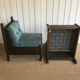 Armchair in fir and corduroy velvet.