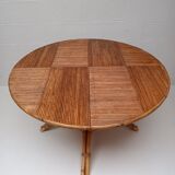 Bamboo table with extensions, 3 chairs and 3 stools from the 60s