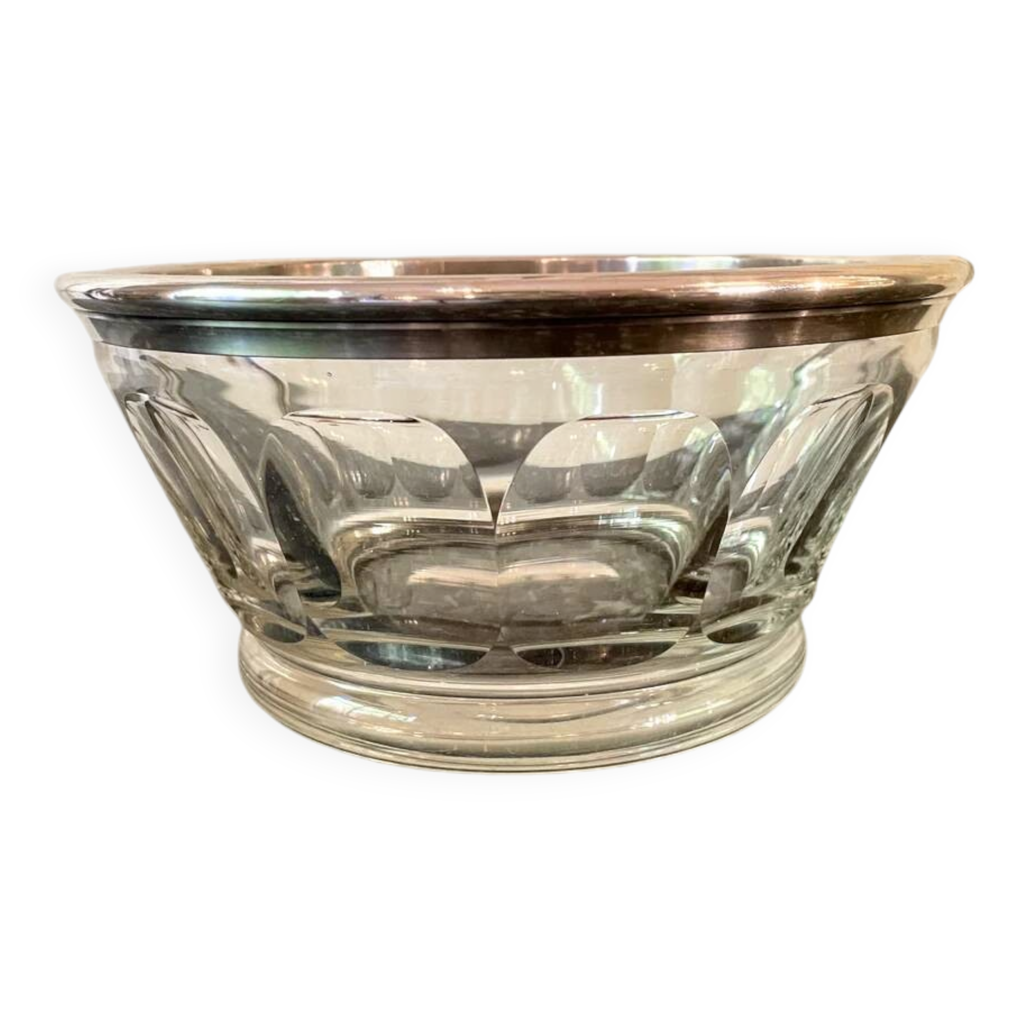 Crystal and silver-plated metal bowl by Saglier Frères