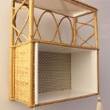 Rattan and bamboo shelf Years 60-70 revamped