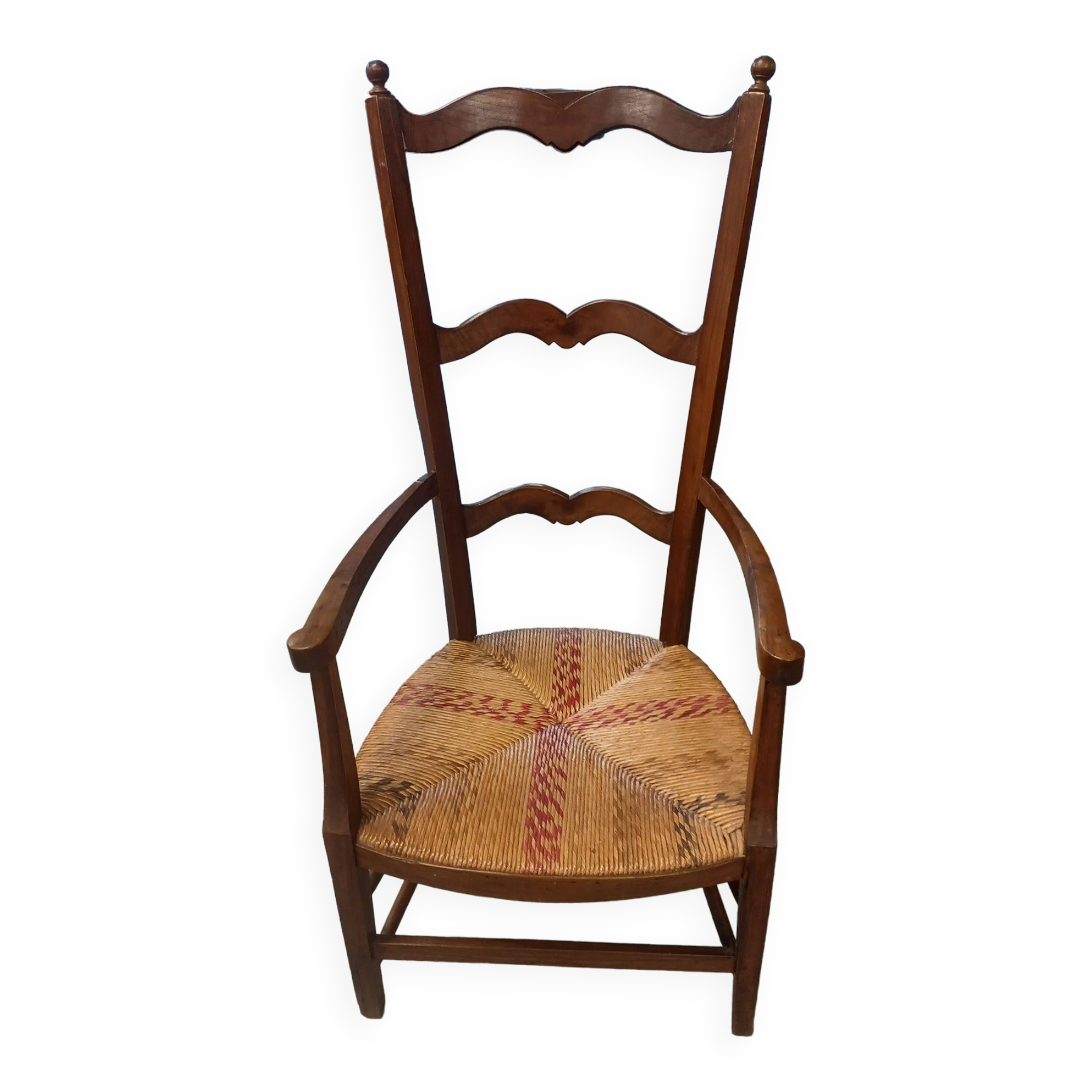 Walnut nanny straw armchair