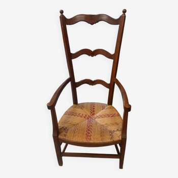 Walnut nanny straw armchair