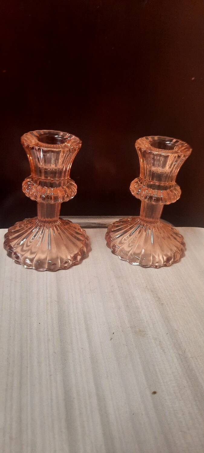 Pair of glass candlesticks