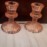 Pair of glass candlesticks
