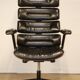 Fauteuil de bureau vintage en skaï et bois - 1970