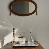 Small oval Art Deco mirror in brown and gold 33x54.