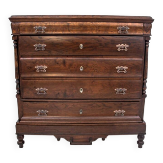 Antique oak chest of drawers, Northern Europe, circa 1890. After renovation.