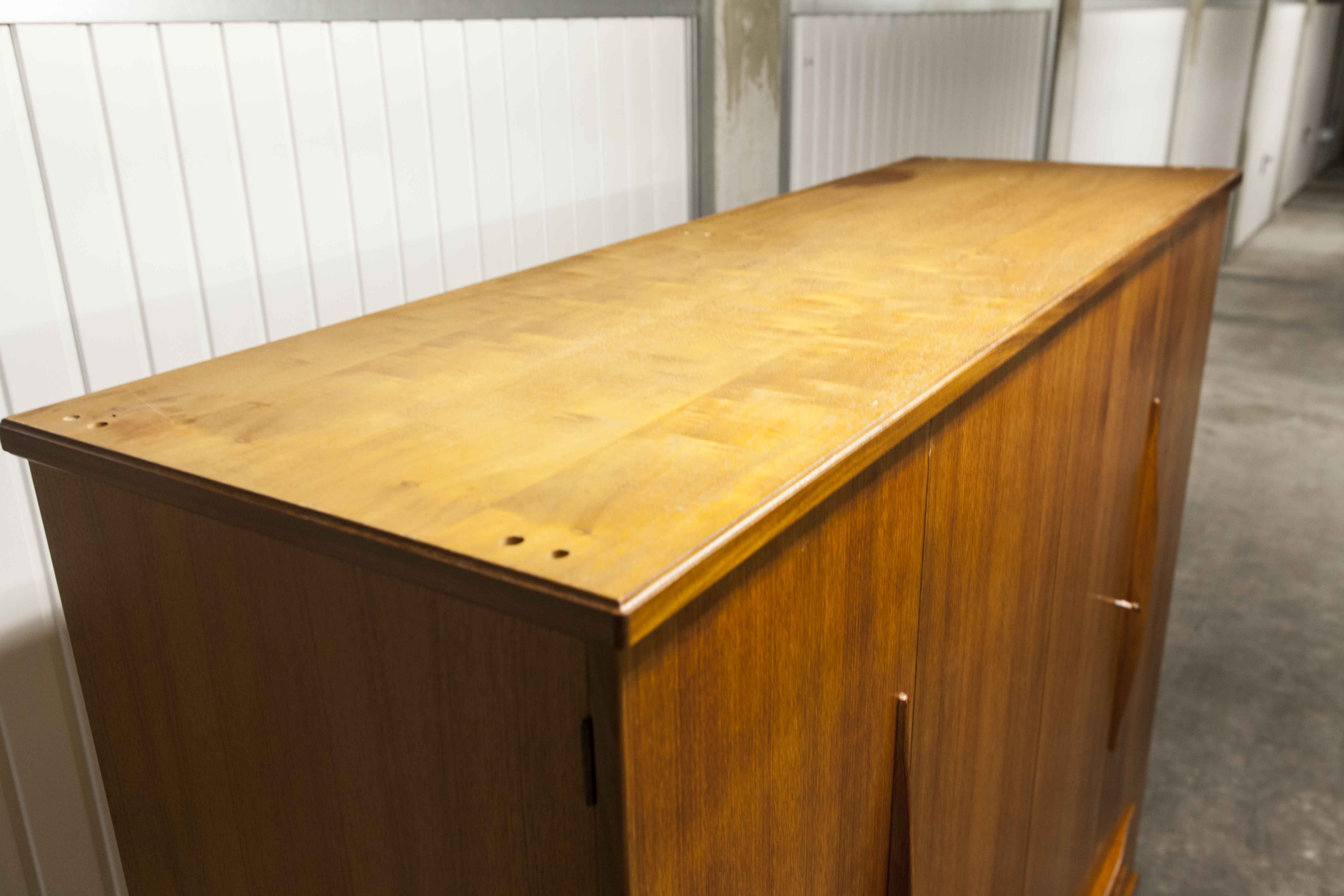 Scandinavian teak cabinet 4 doors 2+1 drawers wardrobe 1960