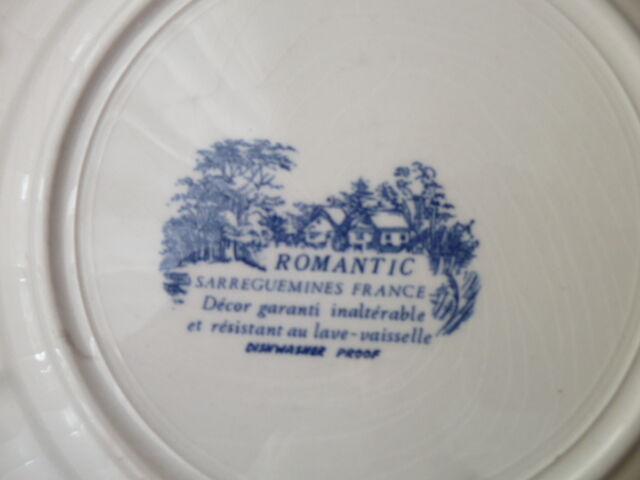 Set of 4 dessert plates, sarreguemines earthenware cakes Romantic model
