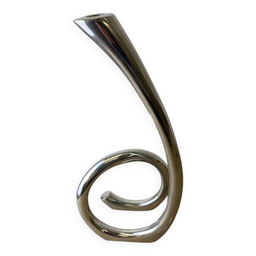 Biomorphic candleholder, solid aluminium, Spain, circa 1970s