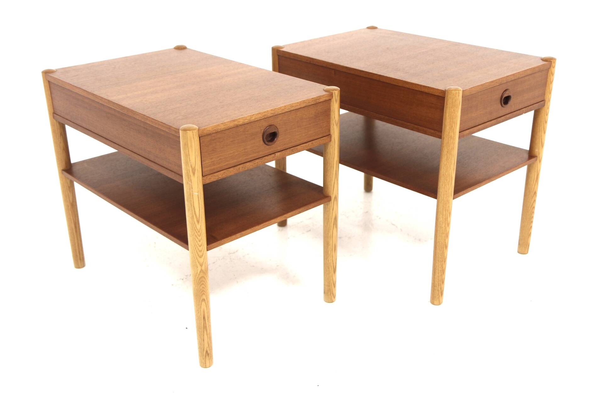 Pair of teak and oak bedside tables, Sweden, 1960