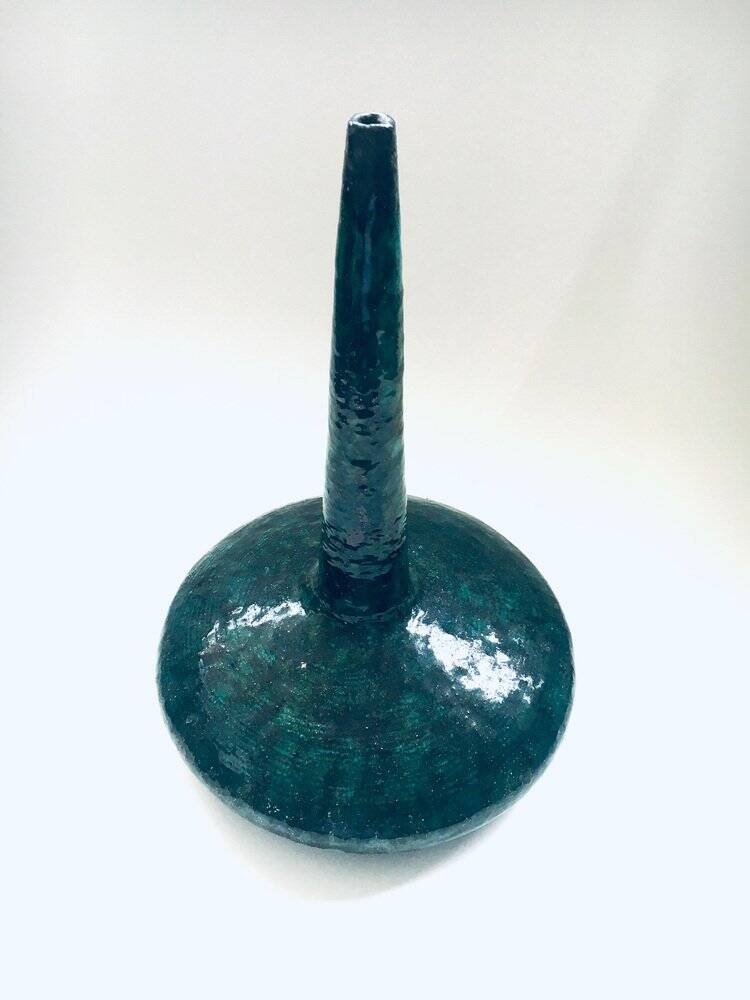 Handmade Art Pottery Ceramic Fluted Vase, Belgium, 1970s