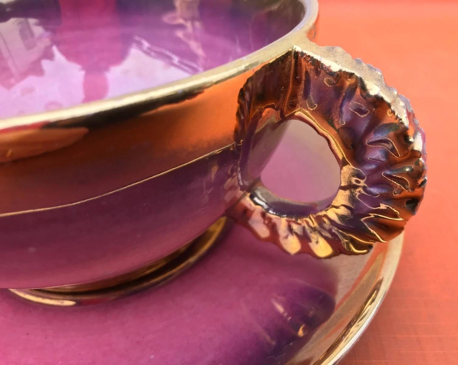 1960s Ceramic Breakfast Cup / Saucer in the Vallauris Style