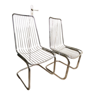2 chaises métal chromé années 70
