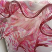 Grand vase corolle évasé 50cm - moucheté rose & blanc Design 70'