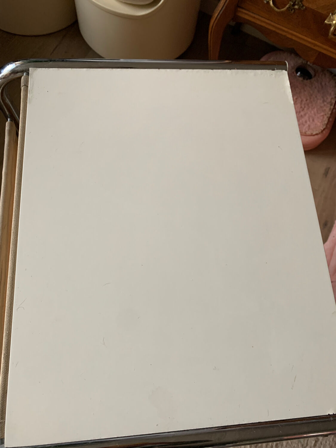 Chrome magazine holder coffee table from the 80s
