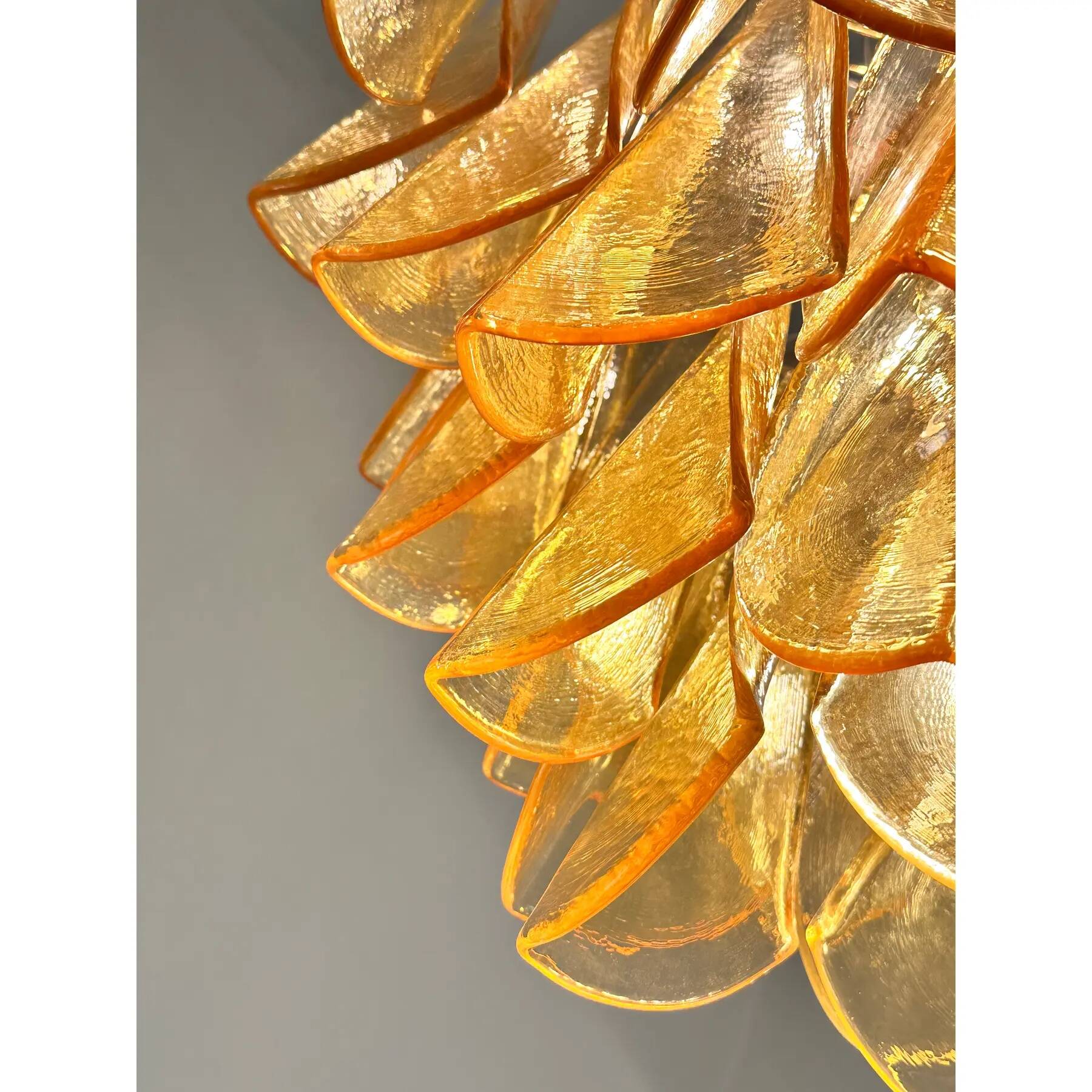 Contemporary Modern Amber "Rondini" Murano Glass Chandelier.