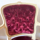 Pair of Louis XV style upholstered velvet armchairs