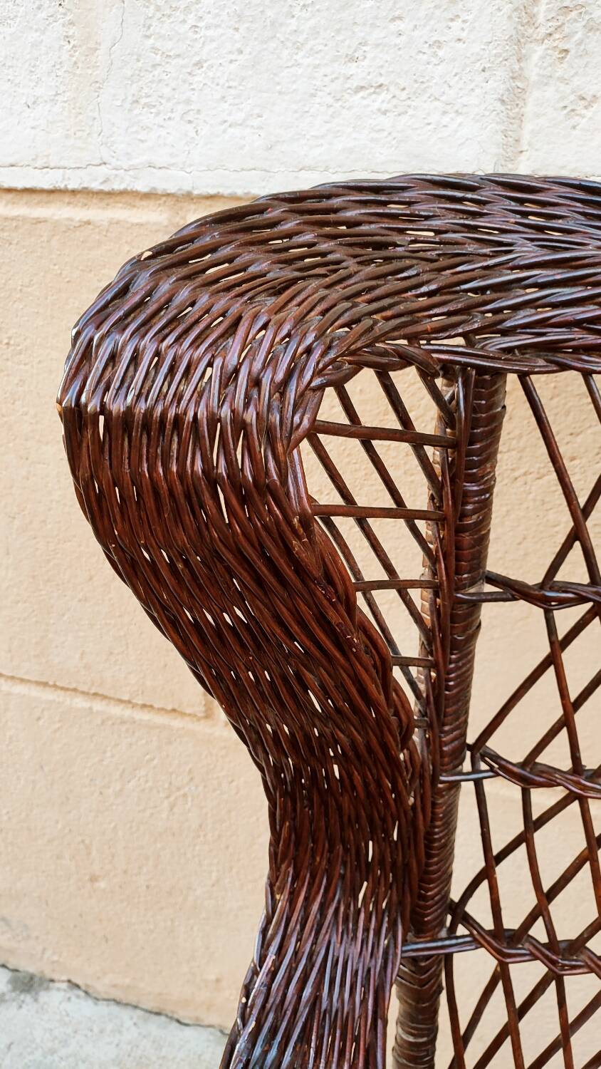 Duo of rattan wing chairs