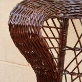 Duo of rattan wing chairs