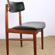Set of 8 Danish chairs in teak, black leatherette and brass, Sven Chrobat/Sax.