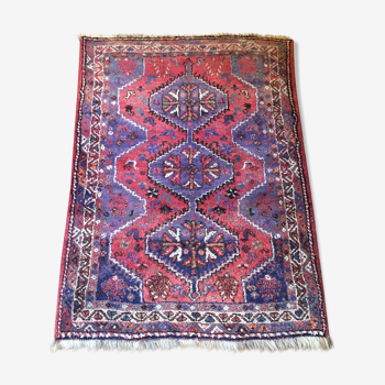 Vintage shiraz wool rug, knotted hands Iran 1970 163 x 119 cm