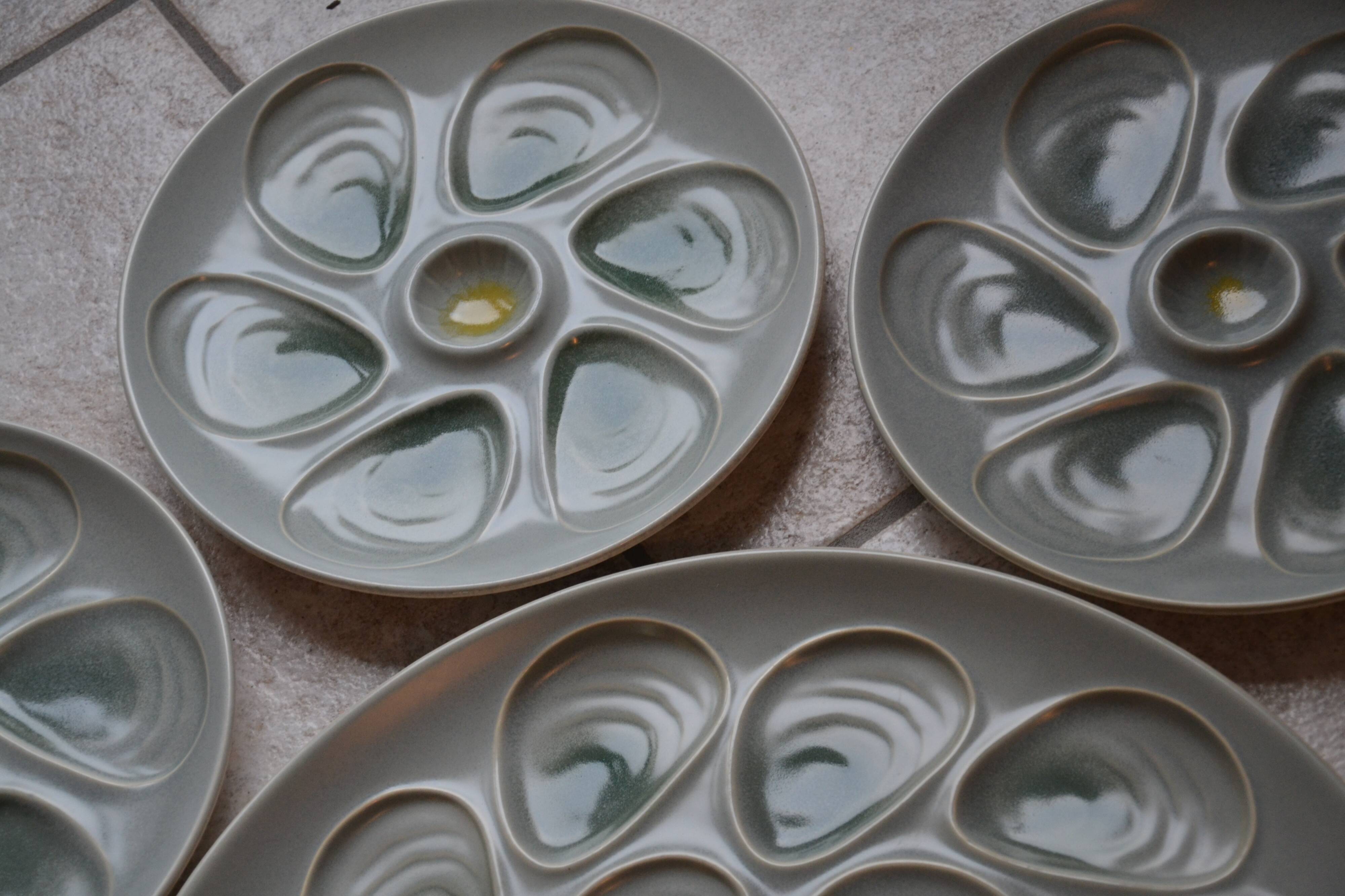 Ensemble assiettes et plat à huîtres Salins