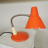Vintage Orange Gooseneck Desk Lamp: 1970s Industrial Table Light