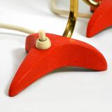 Paire de lampes de table Diabolo en forme de patte de corbeau rouges de style Mid Century Modern de Cosack.