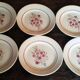 Lot 6 plates flat Badonviller Francine eyelets blue red 1940
