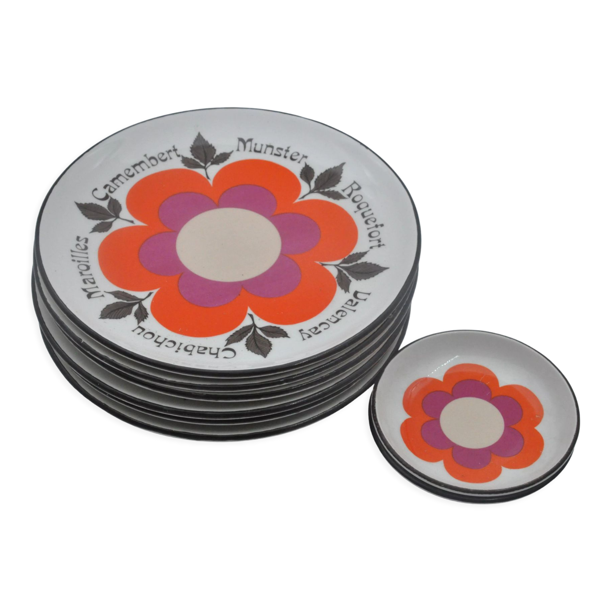 Old service 6 plates 2 cups GIEN model HARMONIS art table collection