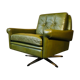 Fauteuil en cuir vert olive vintage danois Svend Skipper