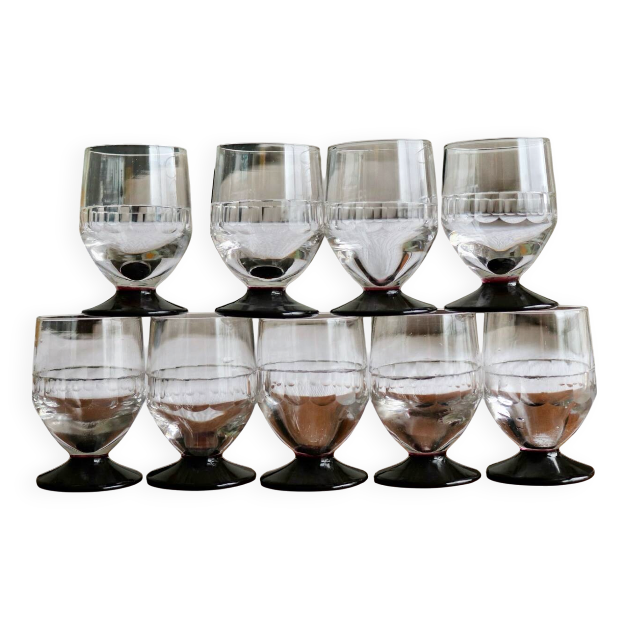 Set of 8 antique cut glass goblets